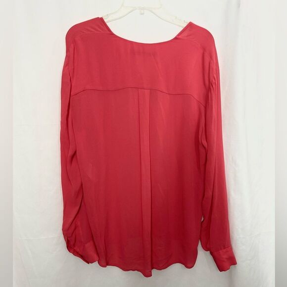 & Other Stories Long Sleeve Semi Sheer Coral Blouse - Picture 6 of 9